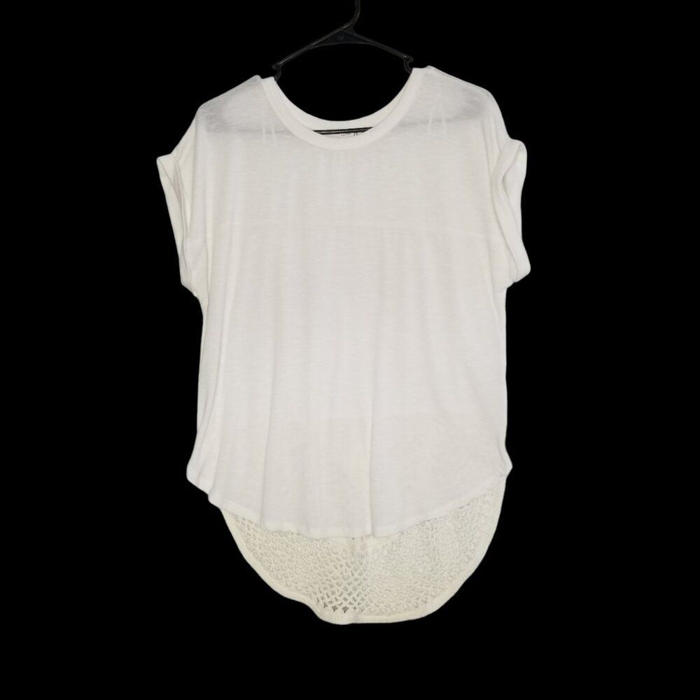 Thyme & Honey Cream Crochet Blouse Short Sleeve XL
